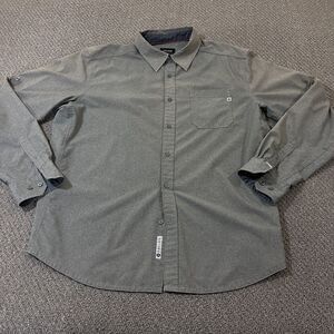 Marmont Shirt Mens Size XL Gray Plaid Roll Tab Sleeve Button Down Front Solid